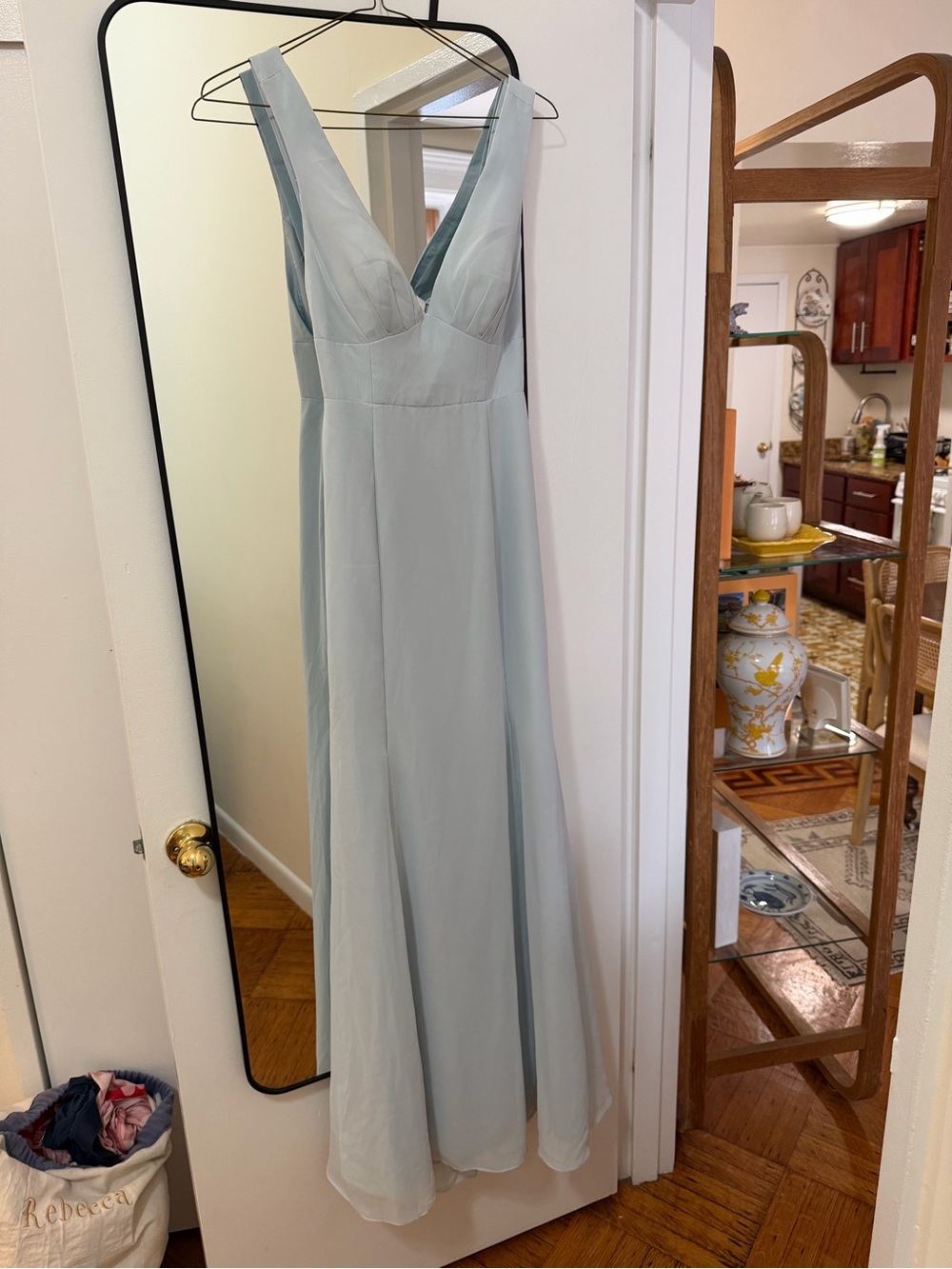Azazie Pale Blue V-Neck Maxi Dress